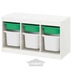 ترکیب ذخیره سازی با جعبه ایکیا مدل IKEA TROFAST رنگ سفید سبز/سفید