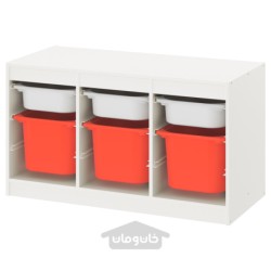 ترکیب ذخیره سازی با جعبه ایکیا مدل IKEA TROFAST رنگ سفید سفید/نارنجی