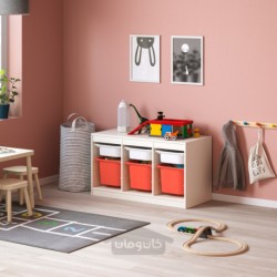 ترکیب ذخیره سازی با جعبه ایکیا مدل IKEA TROFAST رنگ سفید سفید/نارنجی