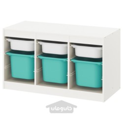 ترکیب ذخیره سازی با جعبه ایکیا مدل IKEA TROFAST رنگ سفید/فیروزه ای