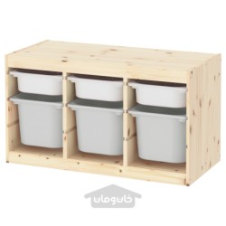 ترکیب ذخیره سازی با جعبه ایکیا مدل IKEA TROFAST رنگ رنگ کاج سفید روشن به رنگ سفید/خاکستری