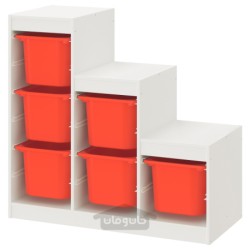 ترکیب ذخیره سازی ایکیا مدل IKEA TROFAST رنگ سفید/نارنجی