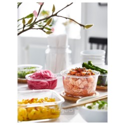 ظرف غذا درب دار ایکیا مدل IKEA IKEA 365+ رنگ شیشه گرد/بامبو