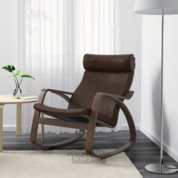 صندلی گهواره ای ایکیا مدل IKEA POÄNG رنگ قهوه ای تیره براق