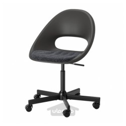 صندلی گردان + پد ایکیا مدل IKEA ELDBERGET / MALSKÄR رنگ خاکستری تیره/مشکی
