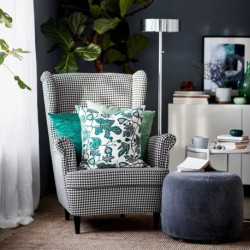 صندلی بال ایکیا مدل IKEA STRANDMON رنگ مشکی ویبربو/بژ