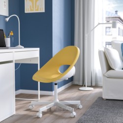 صندلی چرخان ایکیا مدل IKEA ELDBERGET / MALSKÄR رنگ زرد/سفید