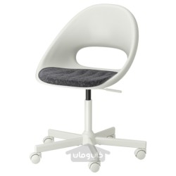 صندلی گردان + پد ایکیا مدل IKEA LOBERGET / MALSKÄR رنگ سفید/خاکستری تیره