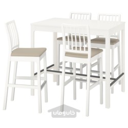میز بار و 4 عدد چهارپایه بار ایکیا مدل IKEA EKEDALEN / EKEDALEN رنگ سفید