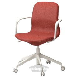 صندلی کنفرانس با تکیه گاه دست ایکیا مدل IKEA LÅNGFJÄLL رنگ قرمز-نارنجی گانارد/سفید