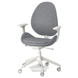 صندلی اداری با تکیه گاه دست ایکیا مدل IKEA HATTEFJÄLL رنگ خاکستری متوسط گانارد/سفید
