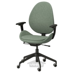 صندلی اداری با تکیه گاه دست ایکیا مدل IKEA HATTEFJÄLL رنگ سبز گانارد/مشکی
