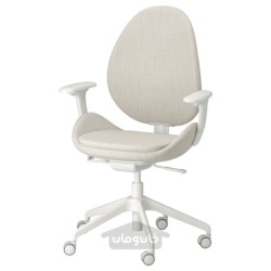 صندلی اداری با تکیه گاه دست ایکیا مدل IKEA HATTEFJÄLL رنگ بژ/سفید گانارد