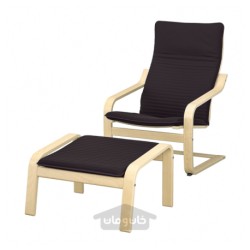 صندلی راحتی و زیرپایی ایکیا مدل IKEA POÄNG رنگ مشکی کنیسا