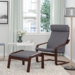 صندلی راحتی و زیرپایی ایکیا مدل IKEA POÄNG رنگ خاکستری تیره اسکیفتبو