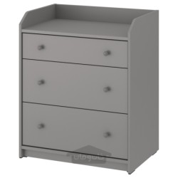 کمد دارور 3 کشو ایکیا مدل IKEA HAUGA رنگ خاکستری