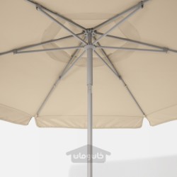چتر با پایه ایکیا مدل IKEA KUGGÖ / VÅRHOLMEN رنگ خاکستری بژ/خاکستری تیره گریتو