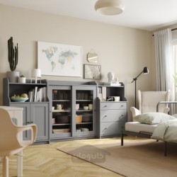 ترکیب ذخیره سازی ایکیا مدل IKEA HAUGA رنگ خاکستری