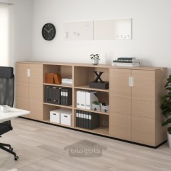 ترکیب ذخیره سازی ایکیا مدل IKEA GALANT رنگ روکش بلوط با رنگ سفید