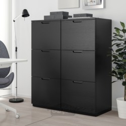 ترکیب ذخیره سازی با پر شونده ایکیا مدل IKEA GALANT رنگ روکش خاکستر رنگ شده مشکی