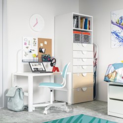قفسه کتاب ایکیا مدل IKEA SMÅSTAD / PLATSA رنگ سفید توس/با 6 کشو
