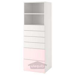 قفسه کتاب ایکیا مدل IKEA SMÅSTAD / PLATSA رنگ سفید صورتی کمرنگ/با 6 کشو