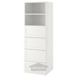 قفسه کتاب ایکیا مدل IKEA SMÅSTAD / PLATSA رنگ سفید با قاب/با 4 کشو
