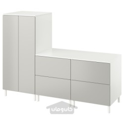 کمد لباس ایکیا مدل IKEA SMÅSTAD / PLATSA رنگ سفید خاکستری/دارای 2 عدد کشو