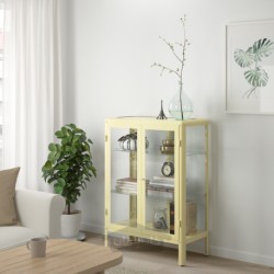کابینت درب شیشه ای ایکیا مدل IKEA FABRIKÖR رنگ زرد کمرنگ