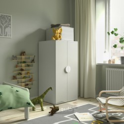 کمد لباس ایکیا مدل IKEA SMÅSTAD / PLATSA رنگ سفید خاکستری/با 3 قفسه