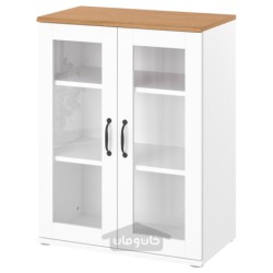 کابینت با درب های شیشه ای ایکیا مدل IKEA SKRUVBY رنگ سفید