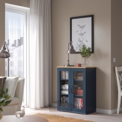 کابینت با درب های شیشه ای ایکیا مدل IKEA SKRUVBY رنگ مشکی-آبی
