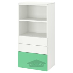 قفسه کتاب ایکیا مدل IKEA SMÅSTAD / PLATSA رنگ سبز سفید/با 3 کشو