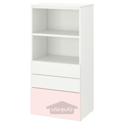 قفسه کتاب ایکیا مدل IKEA SMÅSTAD / PLATSA رنگ سفید صورتی کمرنگ/با 3 کشو
