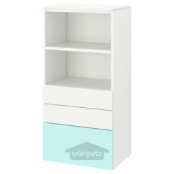 قفسه کتاب ایکیا مدل IKEA SMÅSTAD / PLATSA رنگ سفید فیروزه ای کم رنگ/با 3 کشو