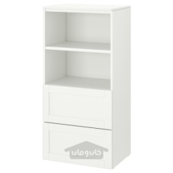 قفسه کتاب ایکیا مدل IKEA SMÅSTAD / PLATSA رنگ سفید با قاب/با 2 کشو