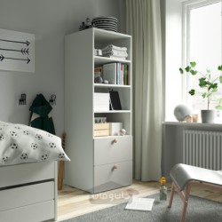 قفسه کتاب ایکیا مدل IKEA SMÅSTAD / PLATSA رنگ سفید خاکستری/با 2 کشو