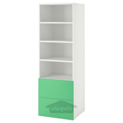قفسه کتاب ایکیا مدل IKEA SMÅSTAD / PLATSA رنگ سفید سبز/با 2 کشو