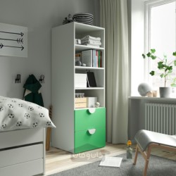 قفسه کتاب ایکیا مدل IKEA SMÅSTAD / PLATSA رنگ سفید سبز/با 2 کشو