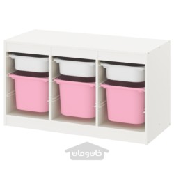 ترکیب ذخیره سازی با جعبه ایکیا مدل IKEA TROFAST رنگ سفید سفید/صورتی
