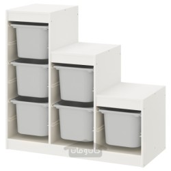 ترکیب ذخیره سازی ایکیا مدل IKEA TROFAST رنگ سفید/خاکستری