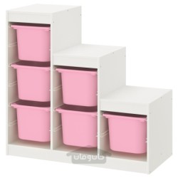 ترکیب ذخیره سازی ایکیا مدل IKEA TROFAST رنگ سفید/صورتی