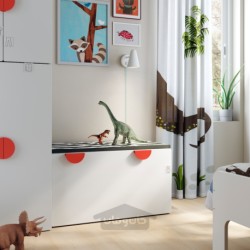 نیمکت با محل نگهداری اسباب بازی ایکیا مدل IKEA SMÅSTAD رنگ سفید/سفید