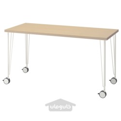 میز تحریر ایکیا مدل IKEA MÅLSKYTT / KRILLE رنگ توس/سفید