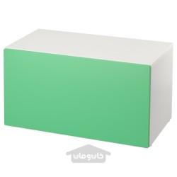 نیمکت با محل نگهداری اسباب بازی ایکیا مدل IKEA SMÅSTAD رنگ سفید/سبز