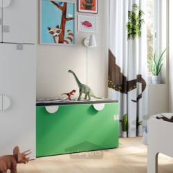نیمکت با محل نگهداری اسباب بازی ایکیا مدل IKEA SMÅSTAD رنگ سفید/سبز