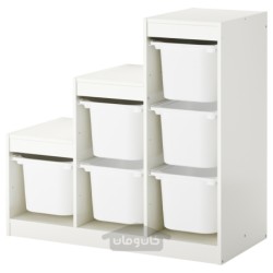 ترکیب ذخیره سازی با جعبه ایکیا مدل IKEA TROFAST رنگ سفید