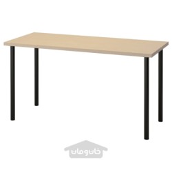 میز تحریر ایکیا مدل IKEA MÅLSKYTT / ADILS رنگ توس/سیاه