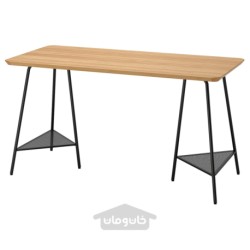 میز تحریر ایکیا مدل IKEA ANFALLARE / TILLSLAG رنگ بامبو/مشکی-قهوه ای