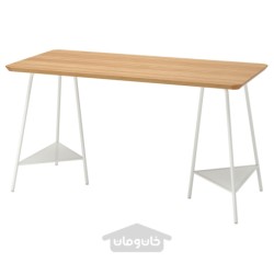 میز تحریر ایکیا مدل IKEA ANFALLARE / TILLSLAG رنگ بامبو/سفید